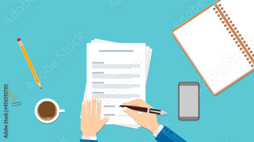 書類　サイン　手　ペン　ビジネス　ステーショナリー