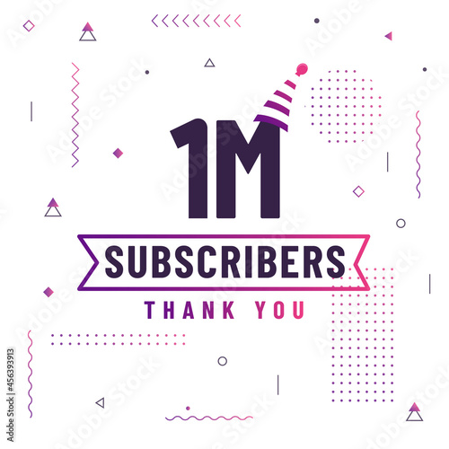 Thank you 1M subscribers, 1000000 subscribers celebration modern colorful design.