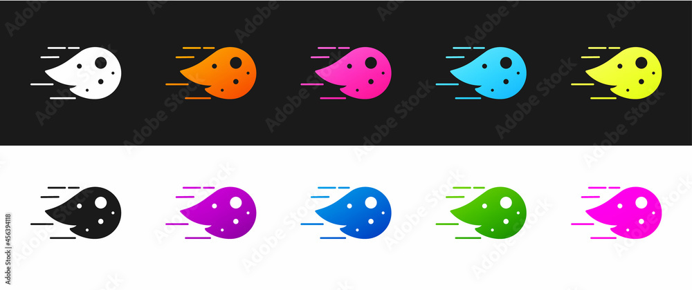 Set Fireball icon isolated on black and white background. Vector Set Fireball icon isolated on black and white background. Vector