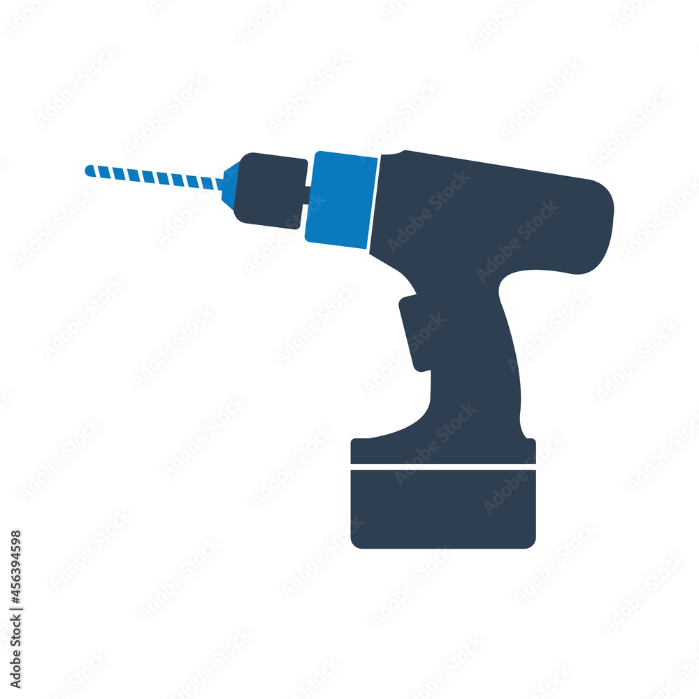 Power drill machine vector flat icon. Simple editable illustration usable for web and print items Power drill machine vector flat icon. Simple editable illustration usable for web and print items