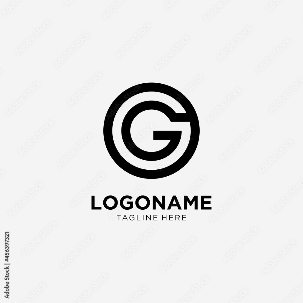 initials letter O and G logo design circle with modern line art style template. initials letter O and G logo design circle with modern line art style template.