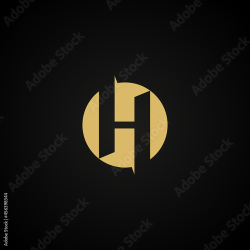 h logotype premium gold circle brand identity logo company