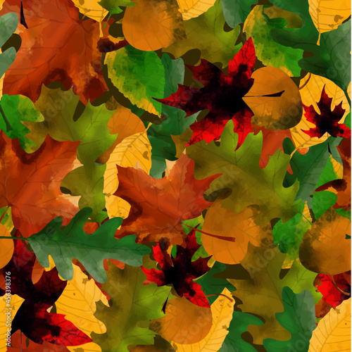 Autumn Leaves Background Seamless Pattern