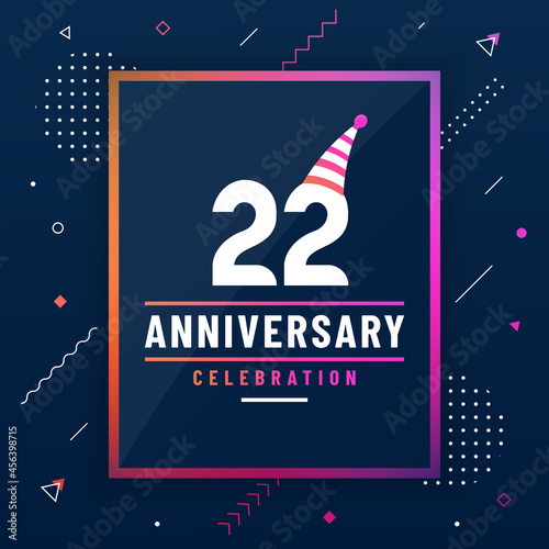 22 years anniversary greetings card, 22 anniversary celebration background free vector.