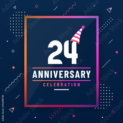 24 years anniversary greetings card, 24 anniversary celebration background free vector.