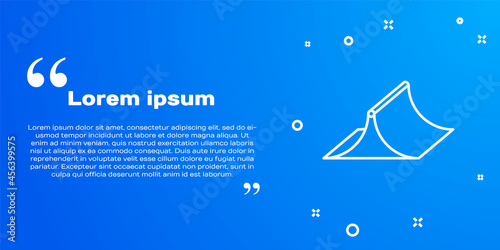 White line Skate park icon isolated on blue background. Set of ramp, roller, stairs for a skatepark. Extreme sport. Vector