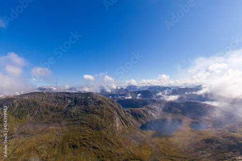 Mountain view from Rosendalsalpene in Norway. Hiking trip Bjørndalstraversen.