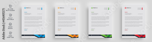 letterhead flyer corporate creative company official abstract minimal a4 size unique 4 color variation simple modern poster magazine newsletter template design with a logo