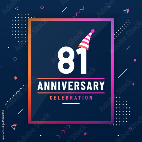 81 years anniversary greetings card, 81 anniversary celebration background free vector.