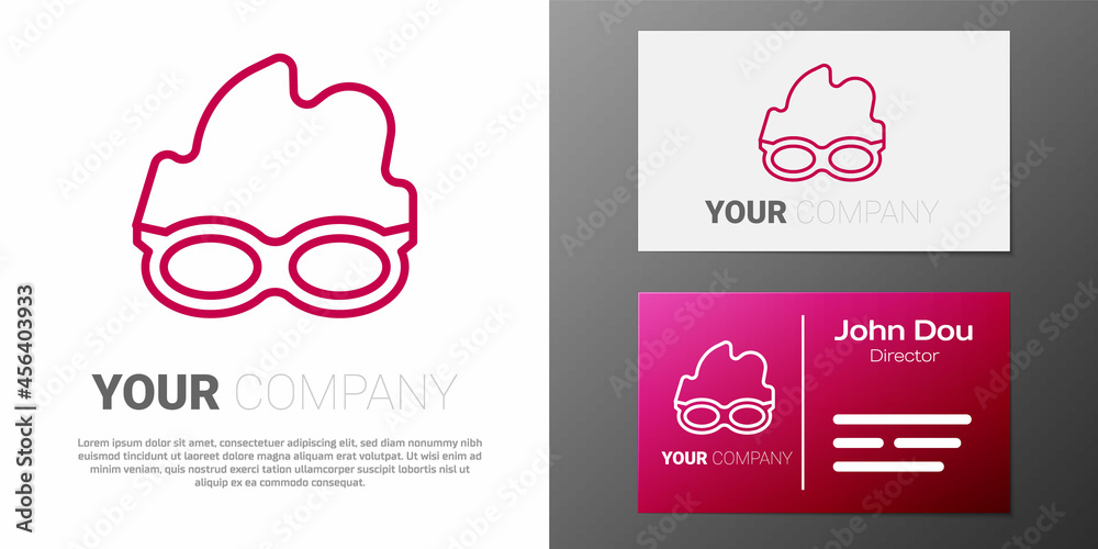 Logotype line Glasses for swimming icon isolated on white background. Swimming goggles. Diving underwater equipment. Logo design template element. Vector