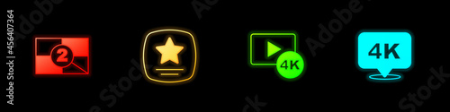 Set Old film movie countdown frame, Walk of fame star, Screen tv with 4k and Ultra HD icon. Vector