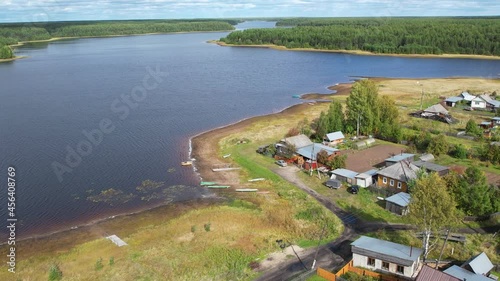 Russian village from a height in flight