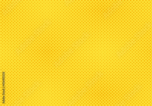 Pop art pattern. Halftone comic background. Yellow dotted texture. Cartoon retro print. Geometric duotone banner with half tone effect. Gradient design with polka dots. Vector illustration.