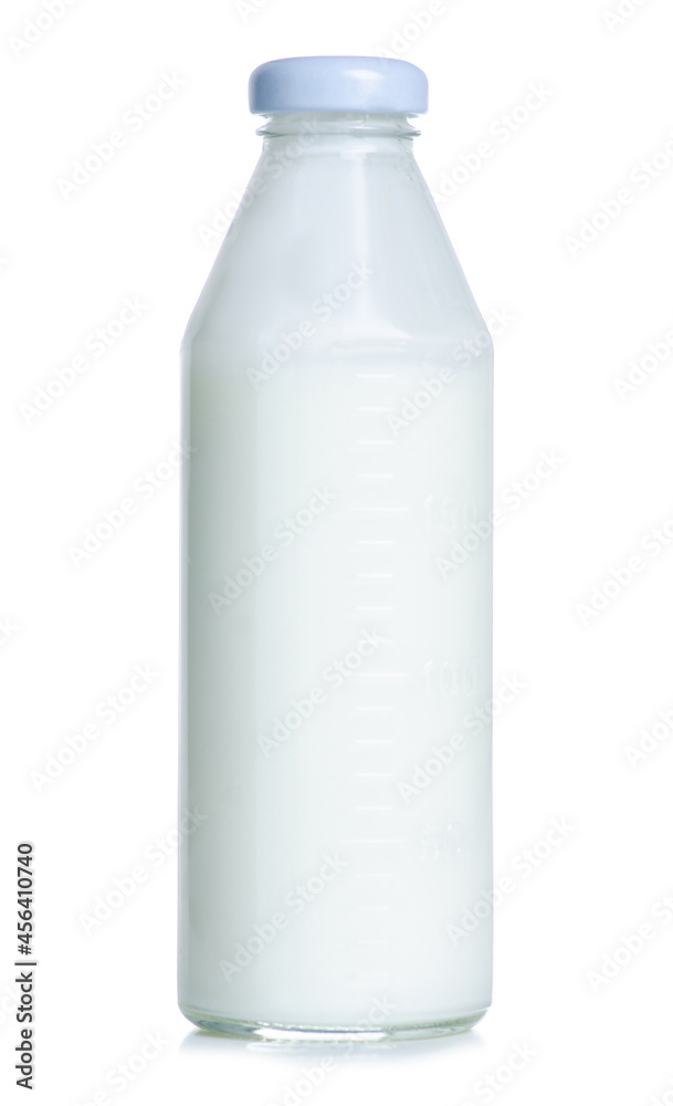 Glass bottle of kefir on white background isolation Glass bottle of kefir on white background isolation
