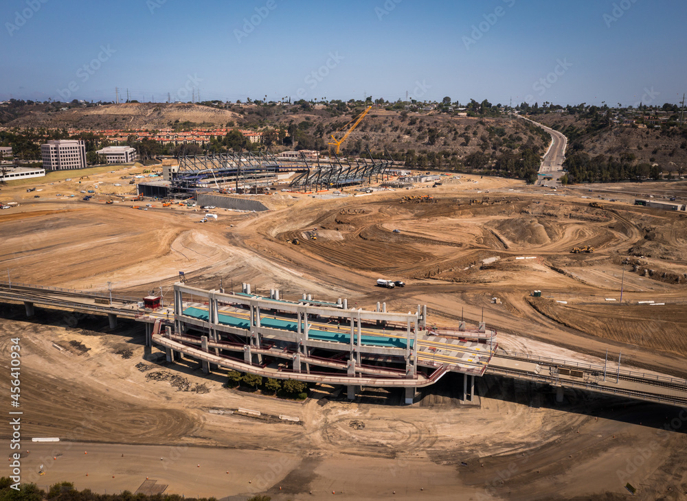 Trolley Station in San Diego at new stadium construction site