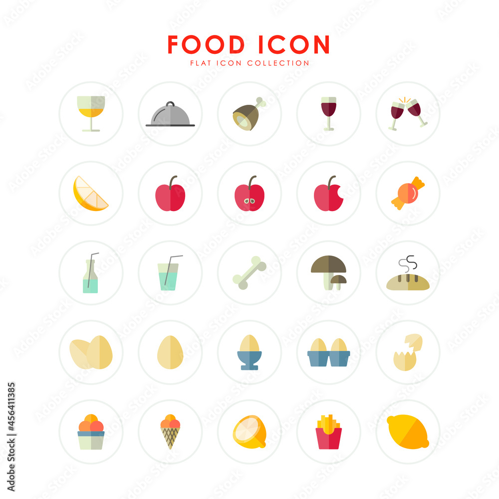 Fototapeta premium Food and Drink Flat Icon with Color