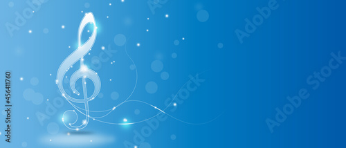 Canvas-taulu white light music note on blue background