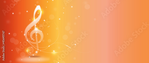Valokuva white light music note on orange background