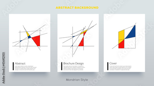 Piet Mondrian trendy covers design. Minimal geometric shapes composition. Retro pop art pattern.