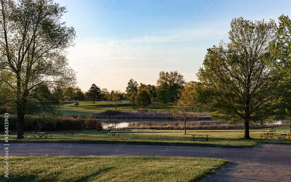 Sunrise walk in the park