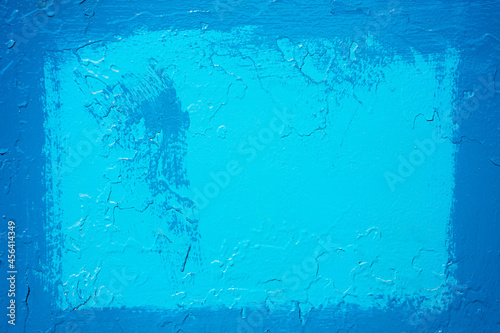 Abstract blue background. Square frame blue paint. Empty surface with vignette