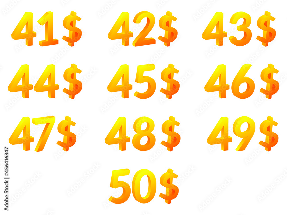 41-50 dollar logo icon vector. Dollar Sign 41-50 dollar logo icon vector. Dollar Sign