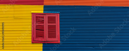 Caminito Street in La Boca, panorama with colorful buildings with colored windows in Buenos Aires photo