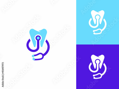 Teeth stethoscope logo icon design vector