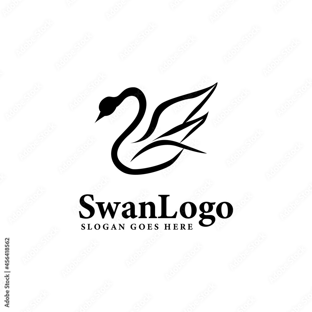 Simple swan logo design template Simple swan logo design template