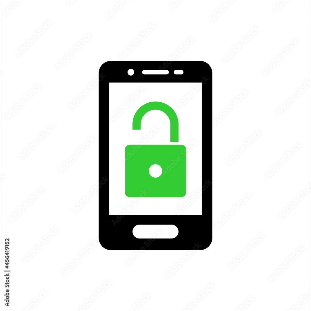 Vector mobile phone icon. Icons open green mobile phone and padlock. Illustration of telephone and mobile phone symbol Vector mobile phone icon. Icons open green mobile phone and padlock. Illustration of telephone and mobile phone symbol
