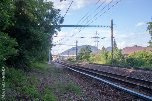 Railway tracks near Zilina, Slovakia, Europe.