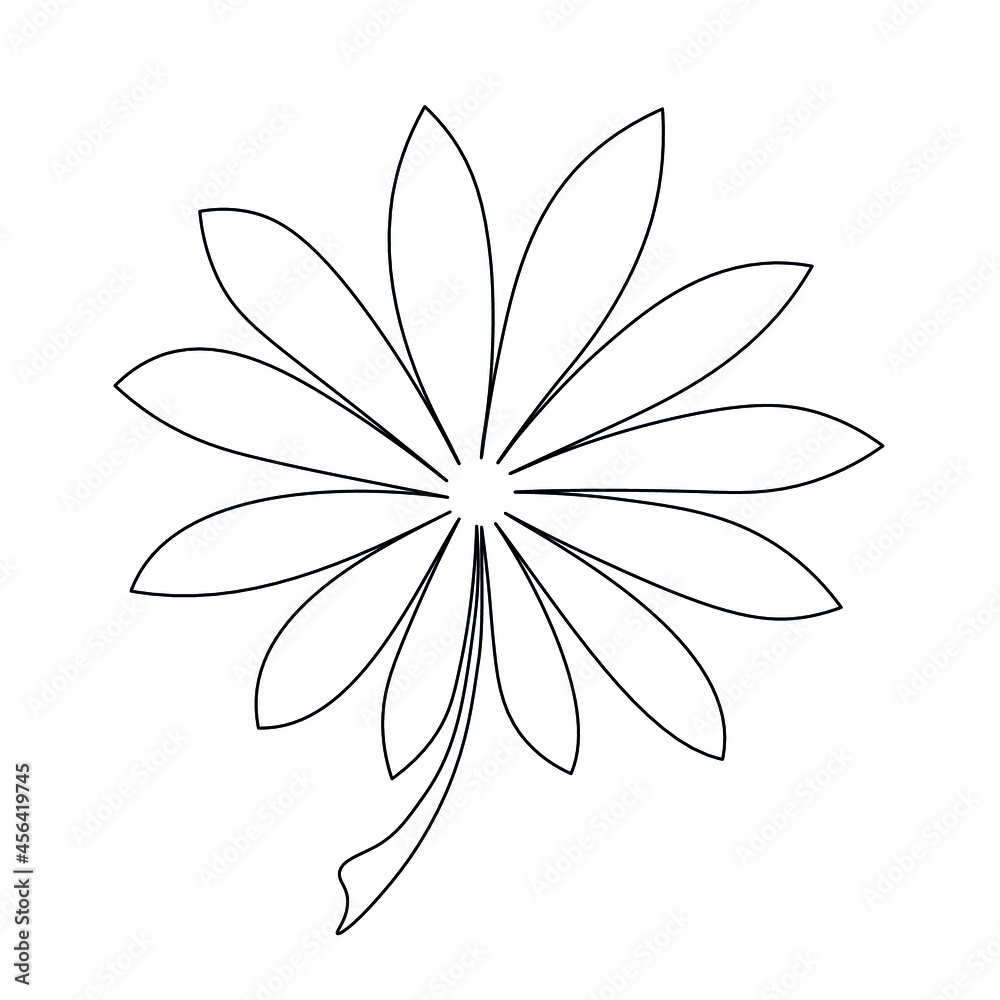 Vector illustration drawing of a lupin leaf black and white image