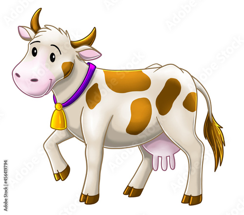 Cow cartoon on white background