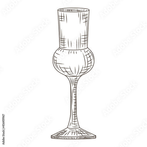 Wallpaper Mural Empty glass schnapps engraved style isolated on white background