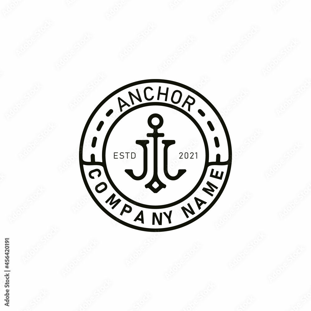 Anchor Emblem Retro Badge Logo Design Template Anchor Emblem Retro Badge Logo Design Template