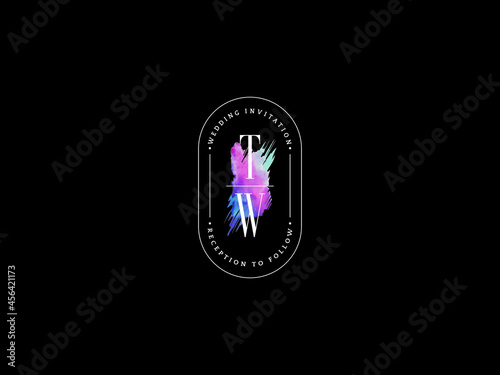 Letter TW T&W Logo, Creative tw Logo Letter Vector Stock for floral wedding, anniversary celebration