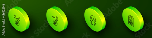 Set Isometric line Acid rain and radioactive cloud, Radioactive, Nuclear reactor worker and Dosimeter icon. Vector
