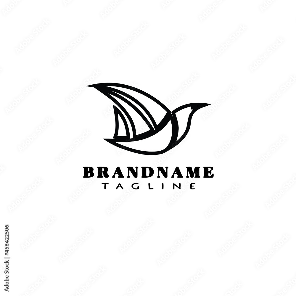 Fototapeta premium drawing bird logo cartoon icon design template black isolated vector illustration