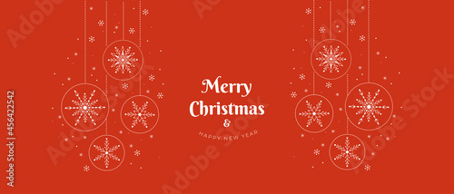 Merry Christmas and happy new yaer card with wishing text and christmas garland