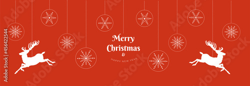 Merry Christmas and happy new yaer card with wishing text and christmas garland