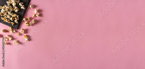 Wallpaper Mural Popcorn on slate tray. Flat lay. Copy space. Movie time. Torontodigital.ca