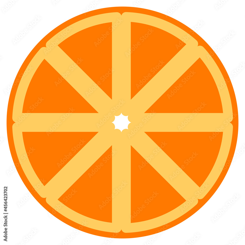 Simple vector orange in a cut in orange color Simple vector orange in a cut in orange color