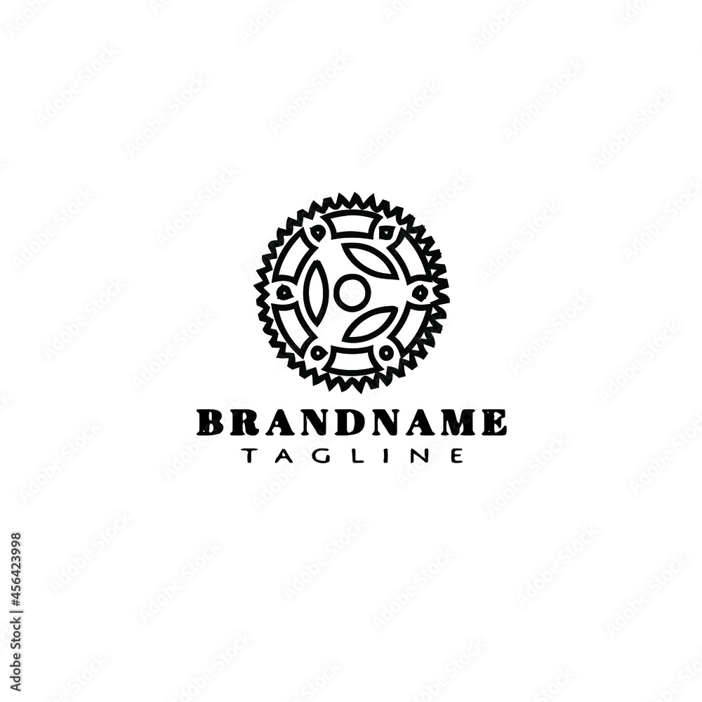 bicycle sprocket cartoon logo icon design template black isolated illustration