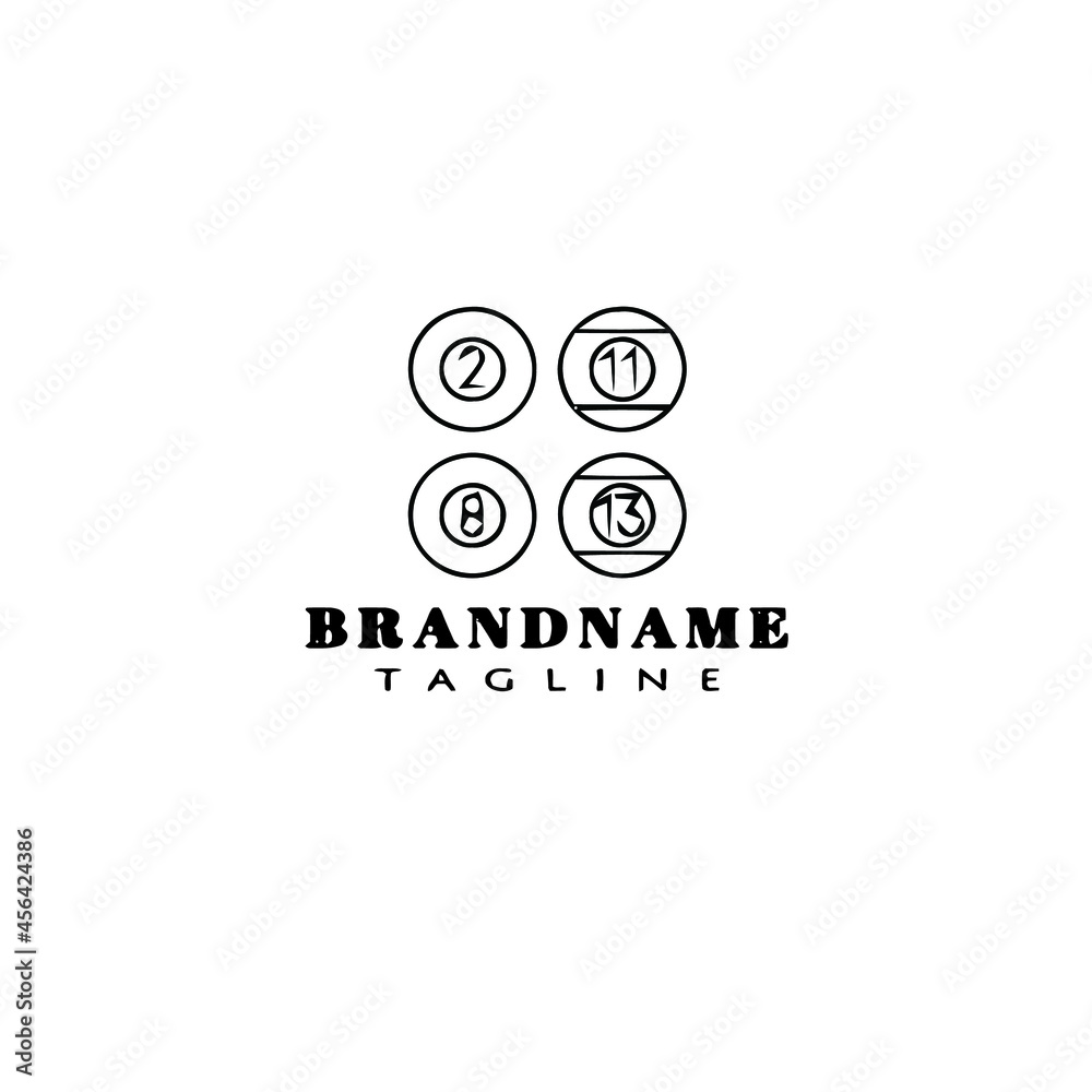 Obraz premium cute billiard element cartoon icon design template black isolated vector illustration