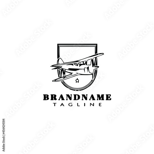 biplane logo cartoon icon design template black vector illustration