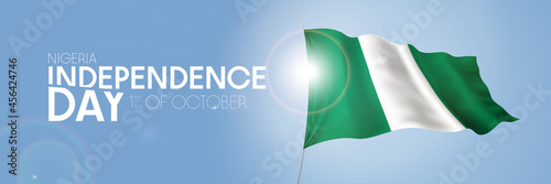 Nigeria happy independence day greeting card, banner with template text vector illustration