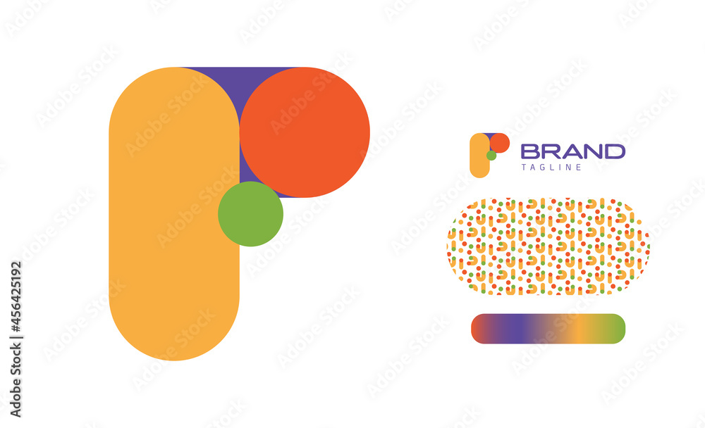 Bold Rounded Multicolored Font Logo Using Letter F for Nursery, Preschool, Playful fun Lettering, Business Brand with pattern and gradient using colours red, yellow, blue, green Bold Rounded Multicolored Font Logo Using Letter F for Nursery, Preschool, Playful fun Lettering, Business Brand with pattern and gradient using colours red, yellow, blue, green