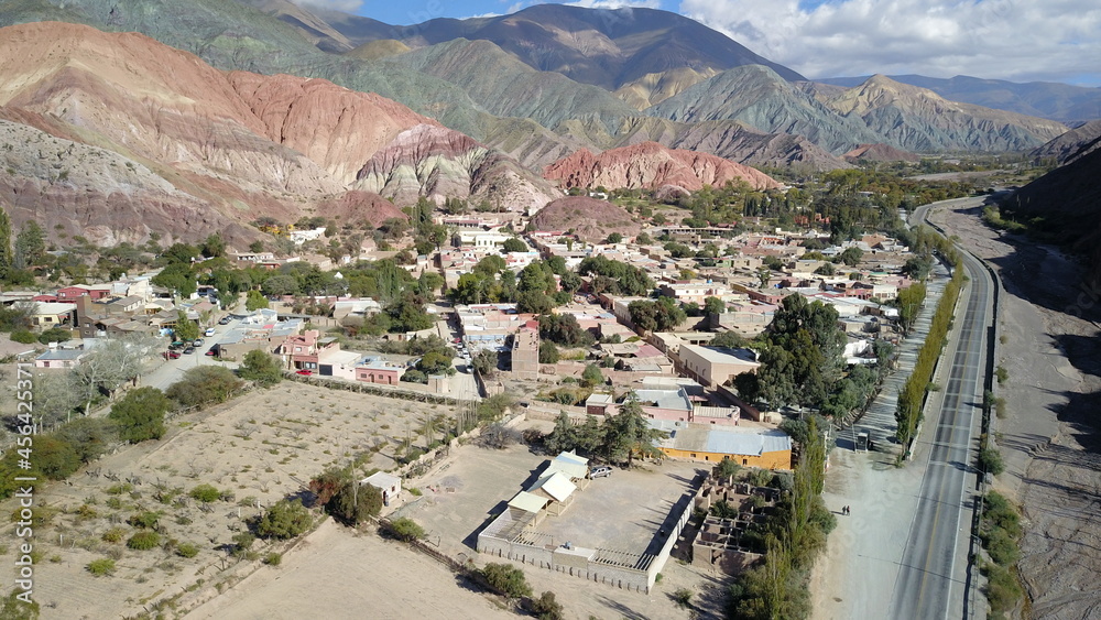 Aerial view of Purmamarca the magical town of northwestern Argentina