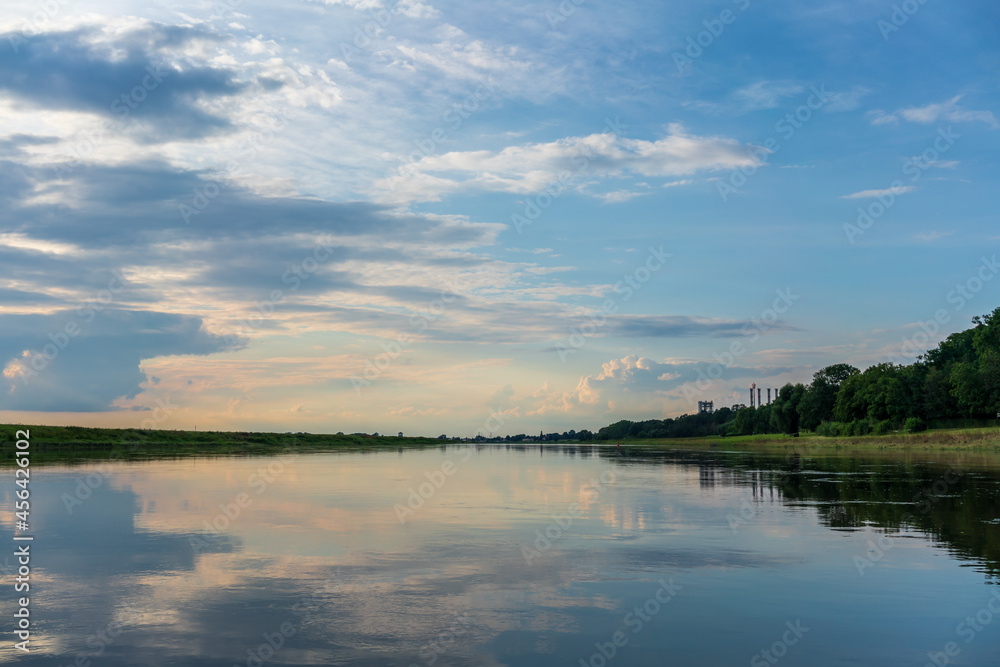 Beautiful sunset at the Elbe river