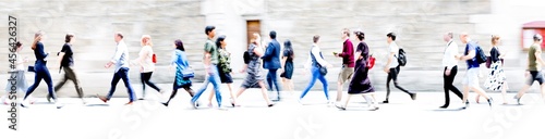 Walking people blur wide background. Lots of people walking in the City. Business concept illustration, business people, modern life style